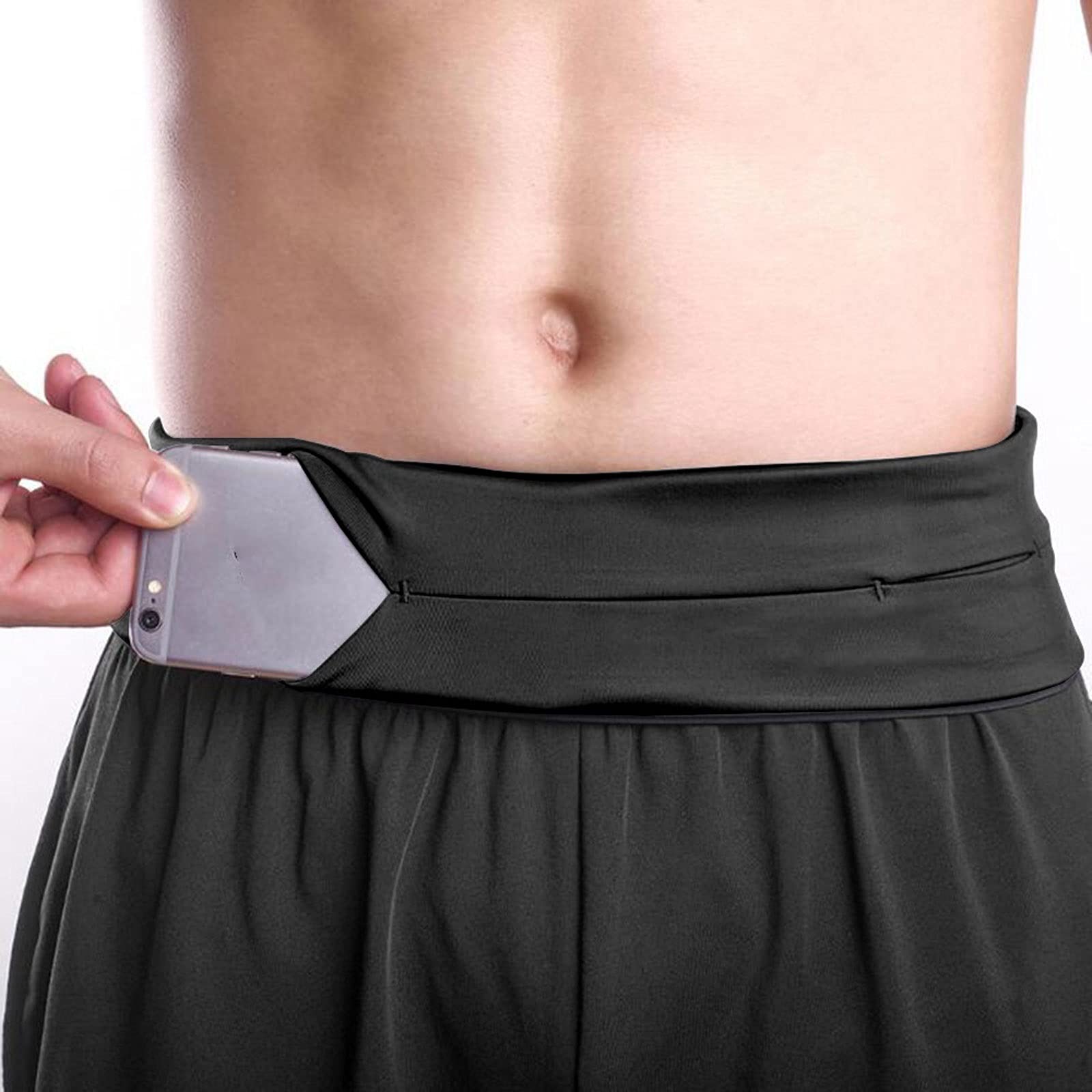 Saszetki na nerki, sportowa torba na nerkę, smukły pas do biegania, ćwiczenia, saszetka na nerkę, fitness, niewidoczny telefon komórkowy, wiszący (czarny L)