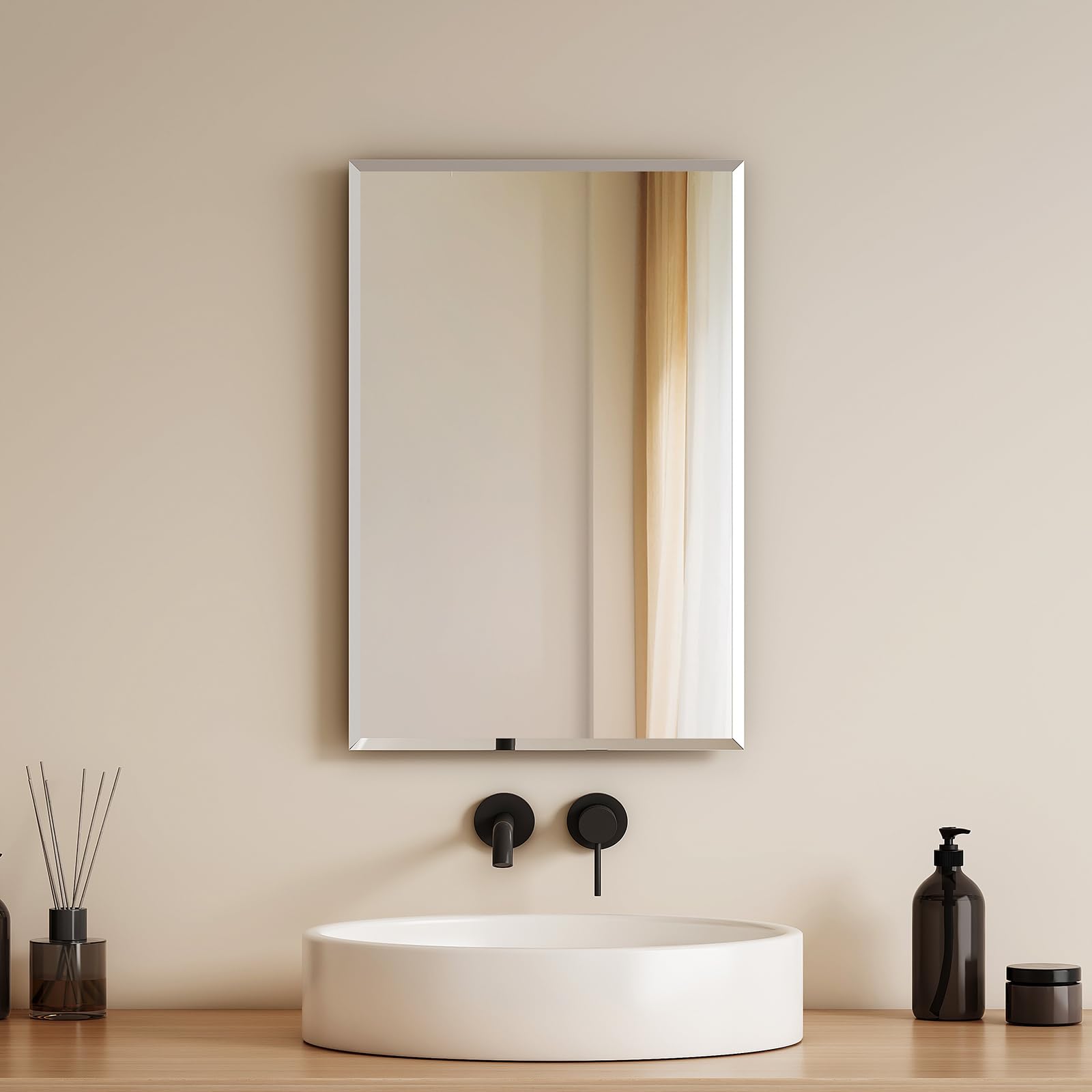 EMKE Bathroom Mirrors 300x450mm, Rectangular Frameless Wall Mirror for Bedroom/Living Room, Rectangle Vanity Wall Mounted Mirrors for Bathroom, Dressing Room & Living Room