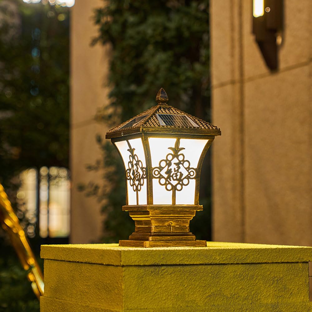 Europejskie lampy słoneczne rustykalne światła ogrodowe trawnik solarne lampy zewnętrzne antykorozyjne latarnia na patio, chodnik zimny/ciepły antyczny brąz