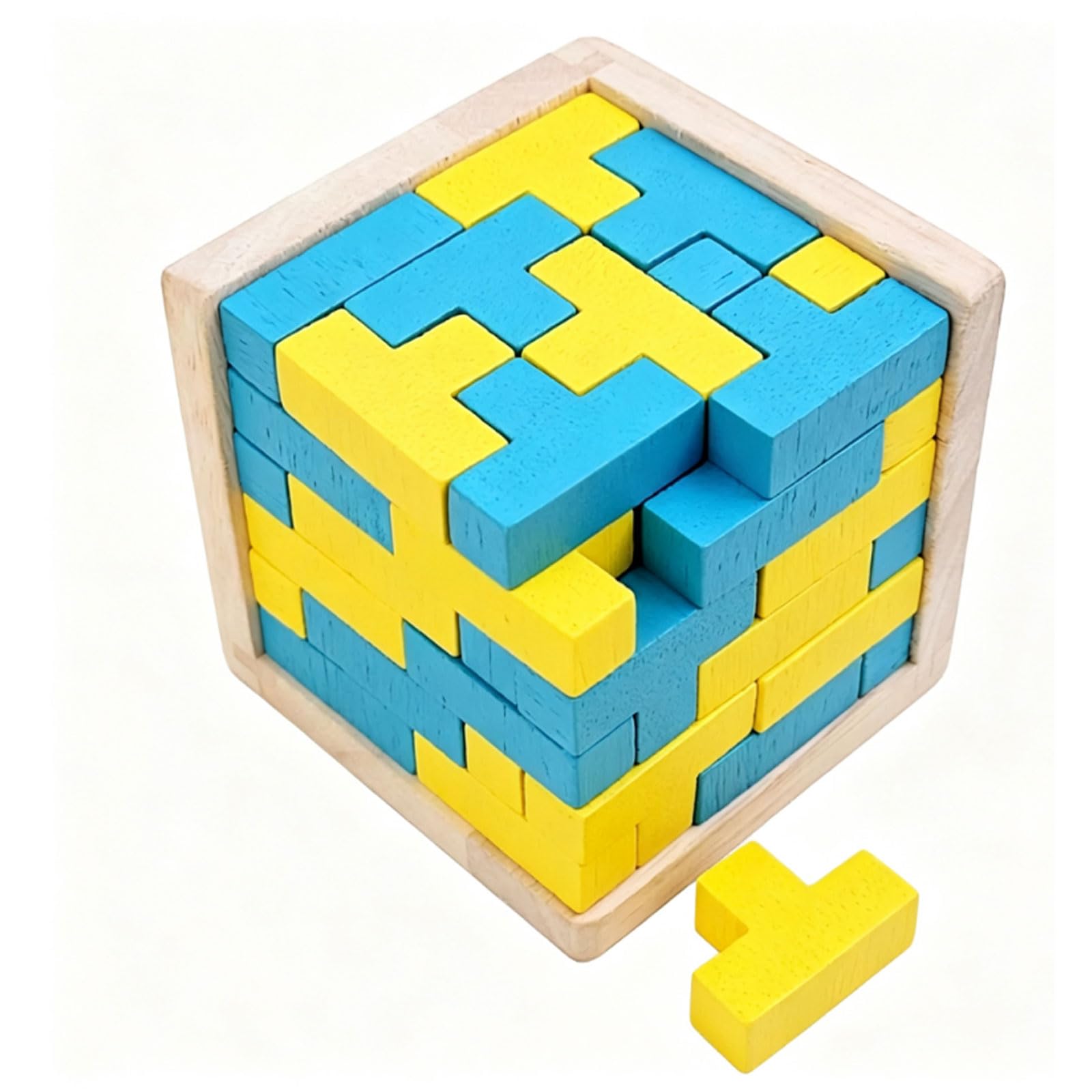 ttnmrc Montessori 3D Wooden Cube Brain Teaser Puzzle
