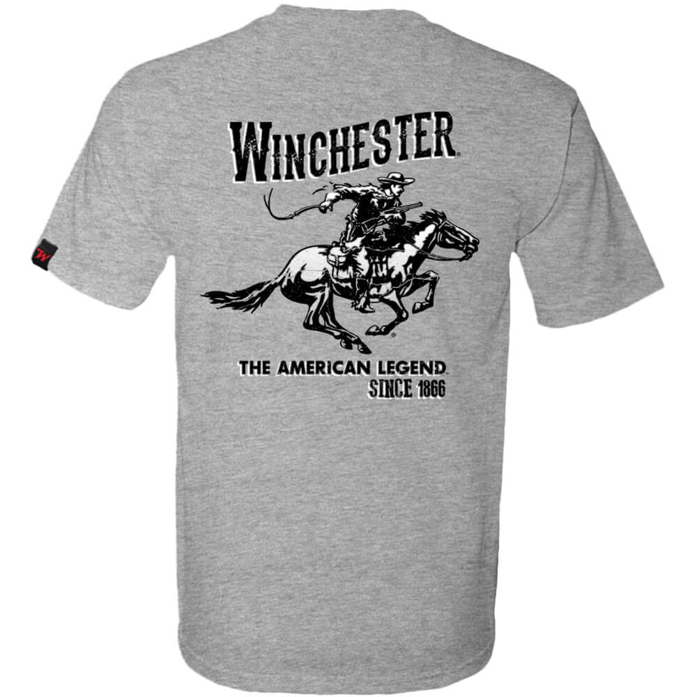 Winchester Shirts Men's Sport Grey Winchester Official Vintage Horse And Rider Graphic T-Shirts For 3XL