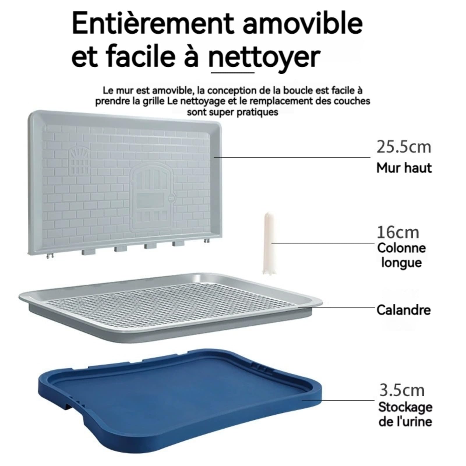 Vassoio di Addestramento per Cani con Colonna da Parete, Design a Rete e Pulizia Semplice per Interni