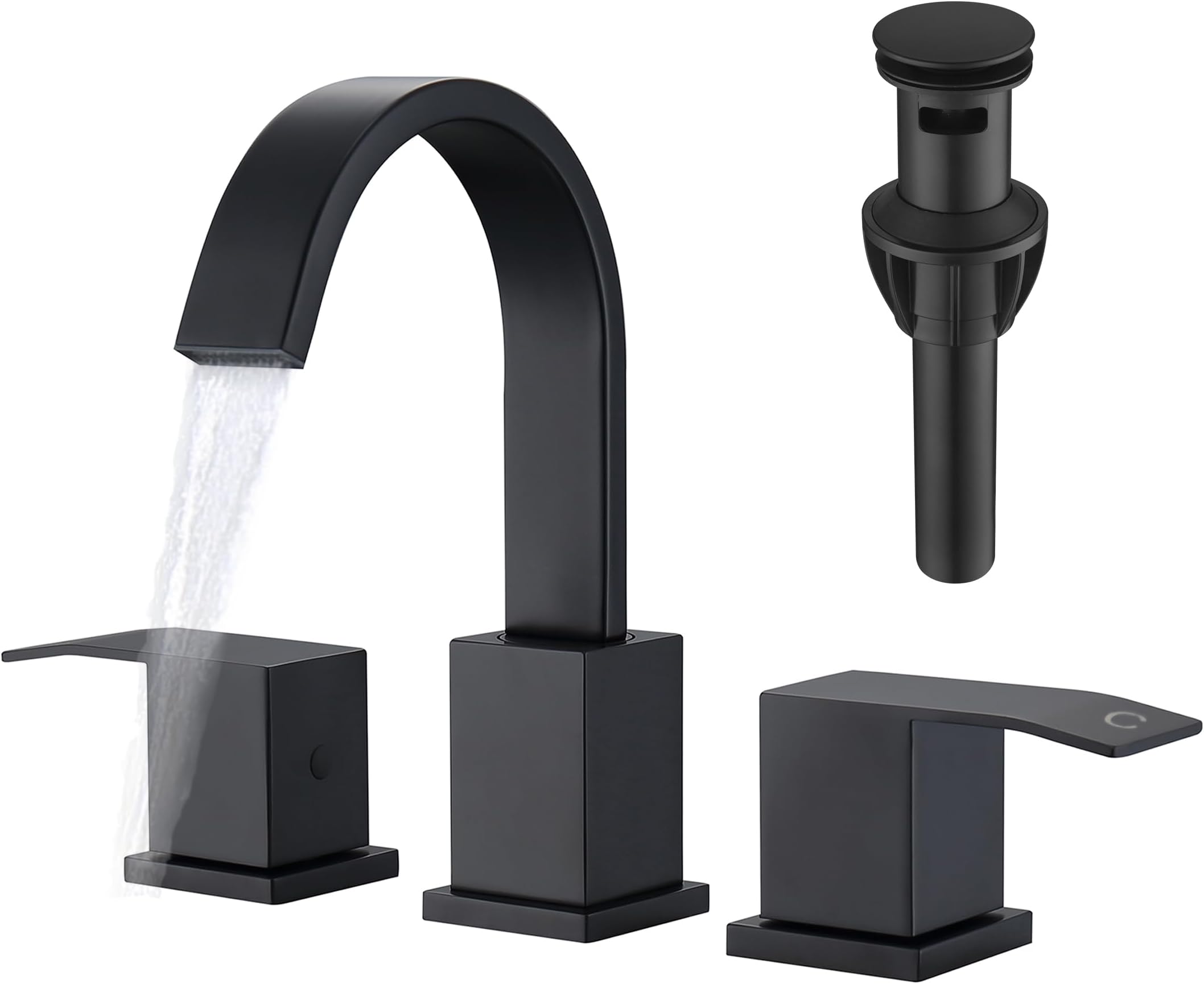 HOMELODY Matte Black Bathroom Faucet 8 Inch Widespread Bathroom Faucet for 3 Hole Bathroom Sink ...