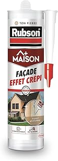 Rubson - Mastic Maison Façade Effet Crépi (cartouche de 280 ml) – Mastic acrylique pour joint, raccordement et rebouchage de fissures sur crépi – Aspect granuleux et ton pierre