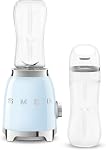 Smeg 50s Retro Style Personal Mixer, 2 Bottles Takeaway, 2 Speed, 20 Oz, Compact Size, Pastel Pink, PBF01PKUS