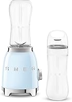 Vista 9 de Smeg - Mezclador personal estilo retro de los años 50 con perilla retroiluminada y dos botellas libres de BPA de 600 ML PBF01PGUS, color verde pastel