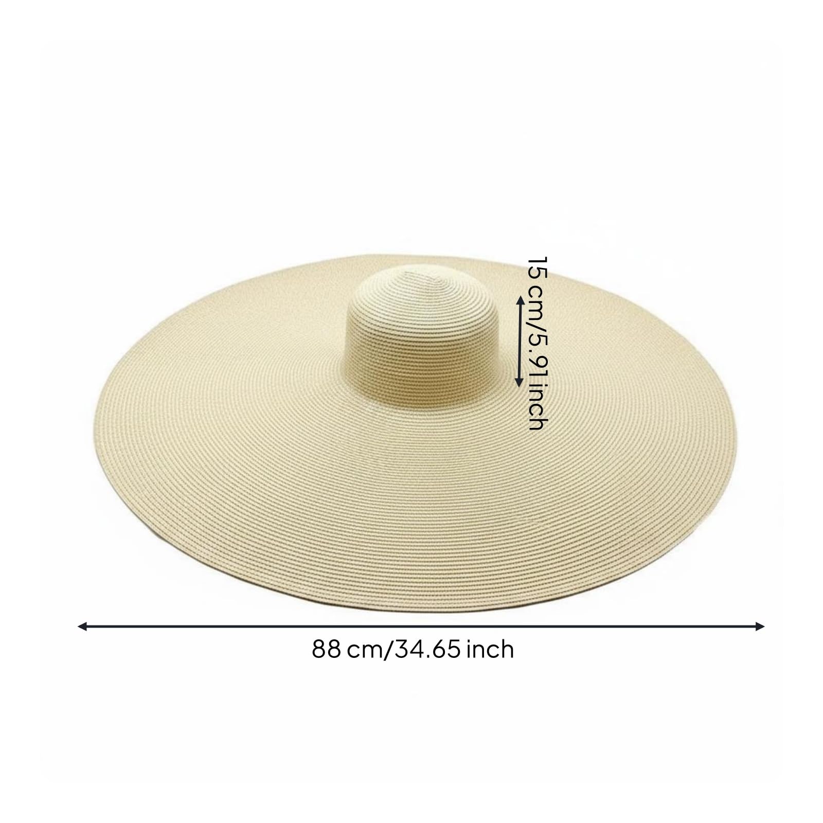 Cappello da Sole Donna Paglia di Carta Larga Design Elegante Accessorio Estivo Piegevole Spiaggia Utilizzo Quotidiano, Beige, 35CM