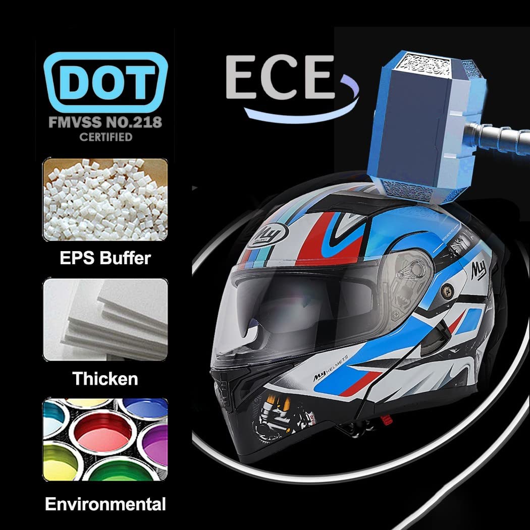 Casco Modulare Bluetooth Moto Integrat con Doppio Visiera Parasole Integrale, Casco Certificato ECE, Sistema di Comunicazione Interfono Integrato Radio FM Mp3 Integrato 3XL 55~66cm