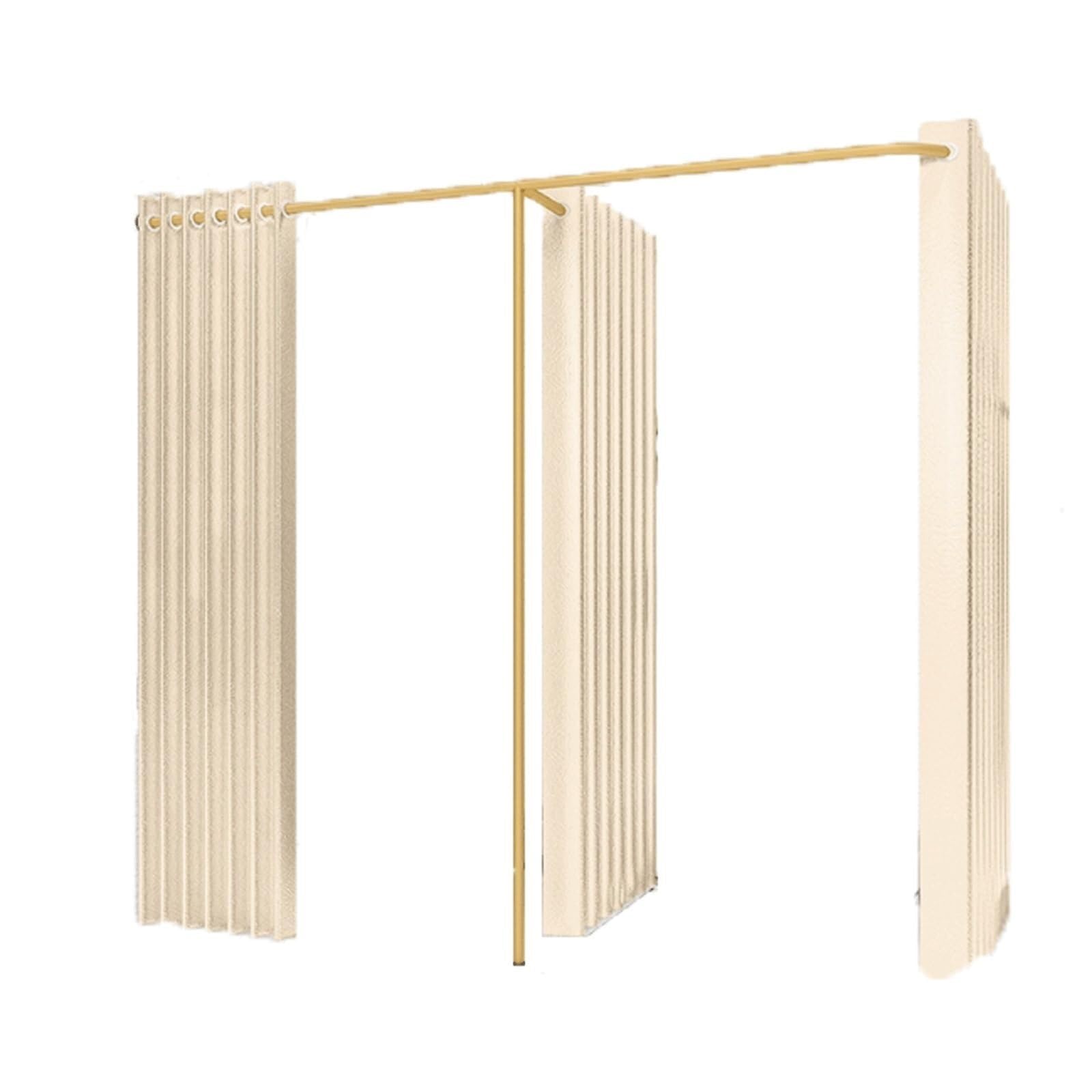 spogliatoio Spogliatoi a forma di F con tenda ombreggiante, camerino doppio temporaneo portatile for ufficio del centro commerciale negozio(Beige)
