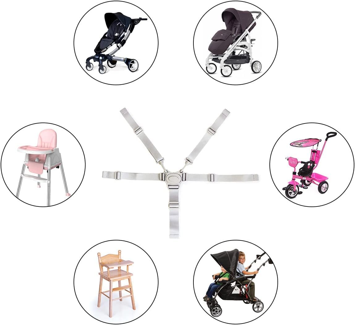 Cinturón Seguridad Bebe,Cinturón Seguridad Tronas,5 Puntos Cinturón Seguridad,Gancho Giratorio Ajustable Correa de Seguridad para Silla de Paseo para Niños,Silla de Paseo,Sillita