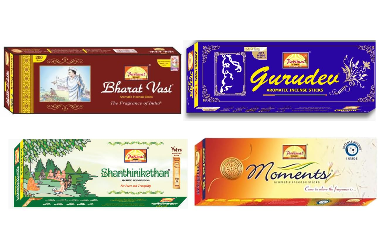 Parimal Gurudev Agarbatti/Incense Combo 420 Sticks (710 Gm) Inside | Bharat Vasi,Gurudev, Shantinikethan, Moments| Aromatic Incense Sticks | Floral, Woody & Sandal Fragrance | Pack of 4-image-20