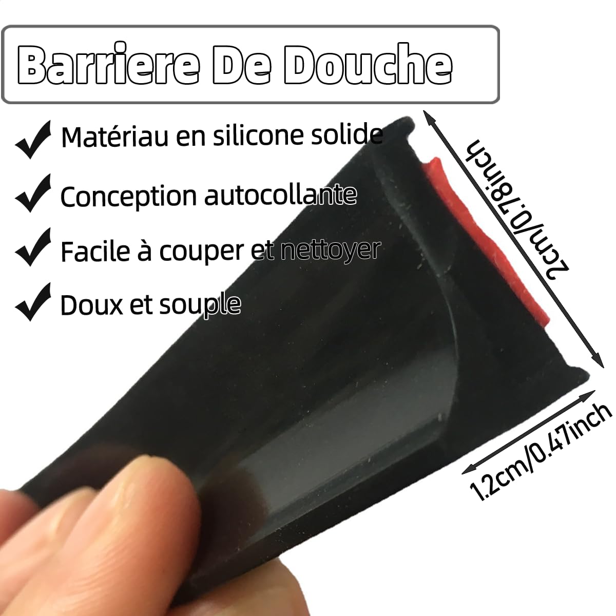 200CM Noir Barriere De Douche Silicone,Barre De Seuil De Douche Anti Débordement Autocollant,Barrage Eau Douche,Seuil Douche Barrage D'eau,Barrière De Douche Pliable Pour Sol De Salle De Bain