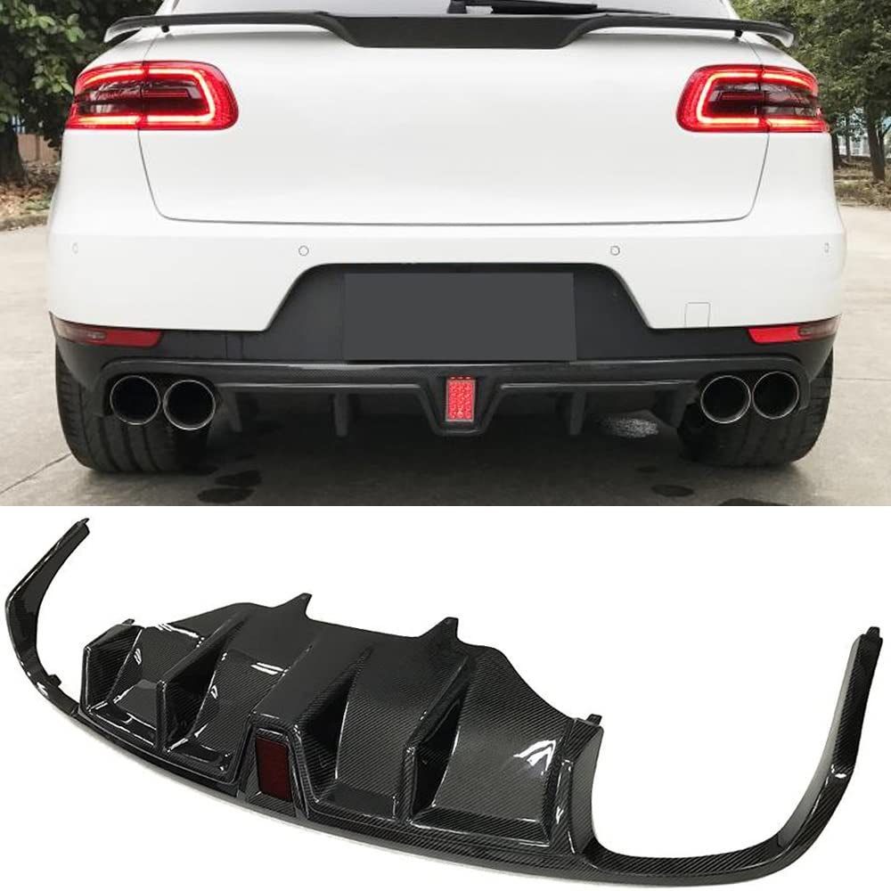 Samochód Dyfuzor Tylnego Zderzaka Z Włókna Węglowego Spoiler Deflektor Wargowy Splitter Body Kit Akcesoria Samochodowe Do Stylizacji Dla Porsche Dla Macan 2014-2020(Without light)