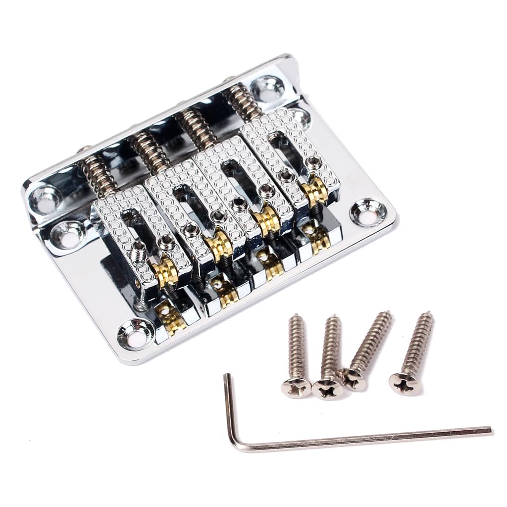 Hard-Tail Roller Bridge 4 String Guitar Bridge Roller Hardtail Bridge Top Load Guitar Bridge Roller Saddles For Cigar Box Guitar