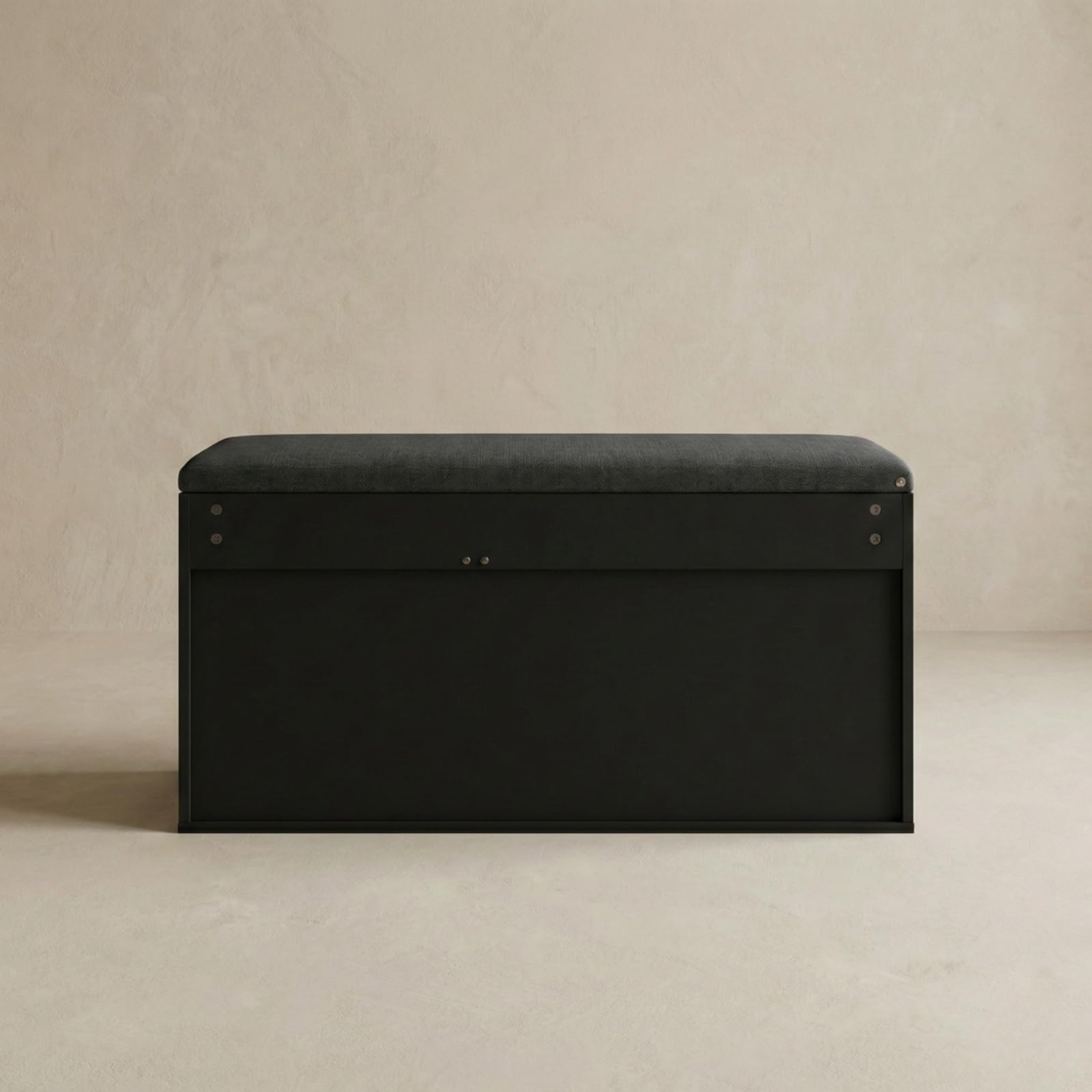 BOXIMO TRIA Schuhschrank mit Sitzbank 80 x 43 x 30 cm Schwarz MDF Polyester