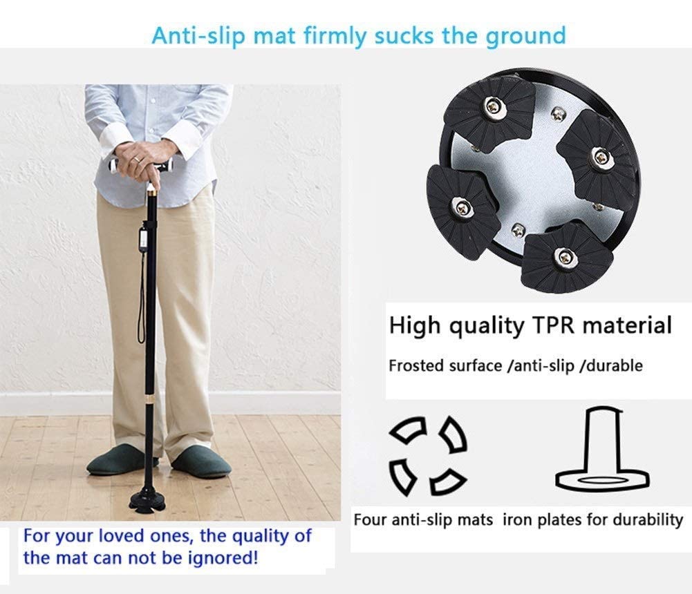Bastón para personas mayores, bastón de altura ajustable con masaje magnético y tarjeta antipérdida, muletas ligeras con luces LED integradas, bastón antideslizante, hombre, mujer, anciano Keep it in