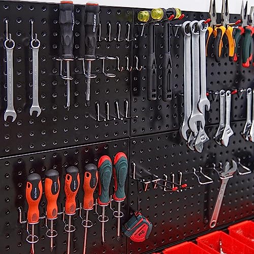 Image of Ultrawall Metal Pegboard Wall Panels, Peg Boards for Garage Tool Storage | Heavy Duty Pegboard Tool Storage Kit for Home, Craft Room Black 2 Pcs