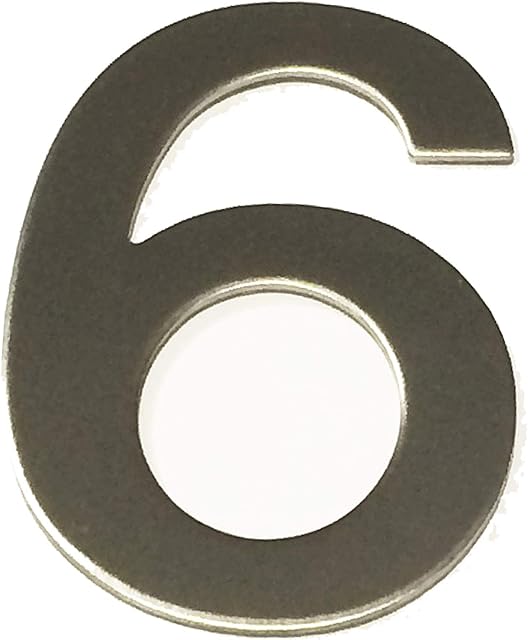 Brushed Stainless Steel House Numbers Stick on 3M Adhesive 10cm Tall - 1 to 9999#(None)~(None)~6