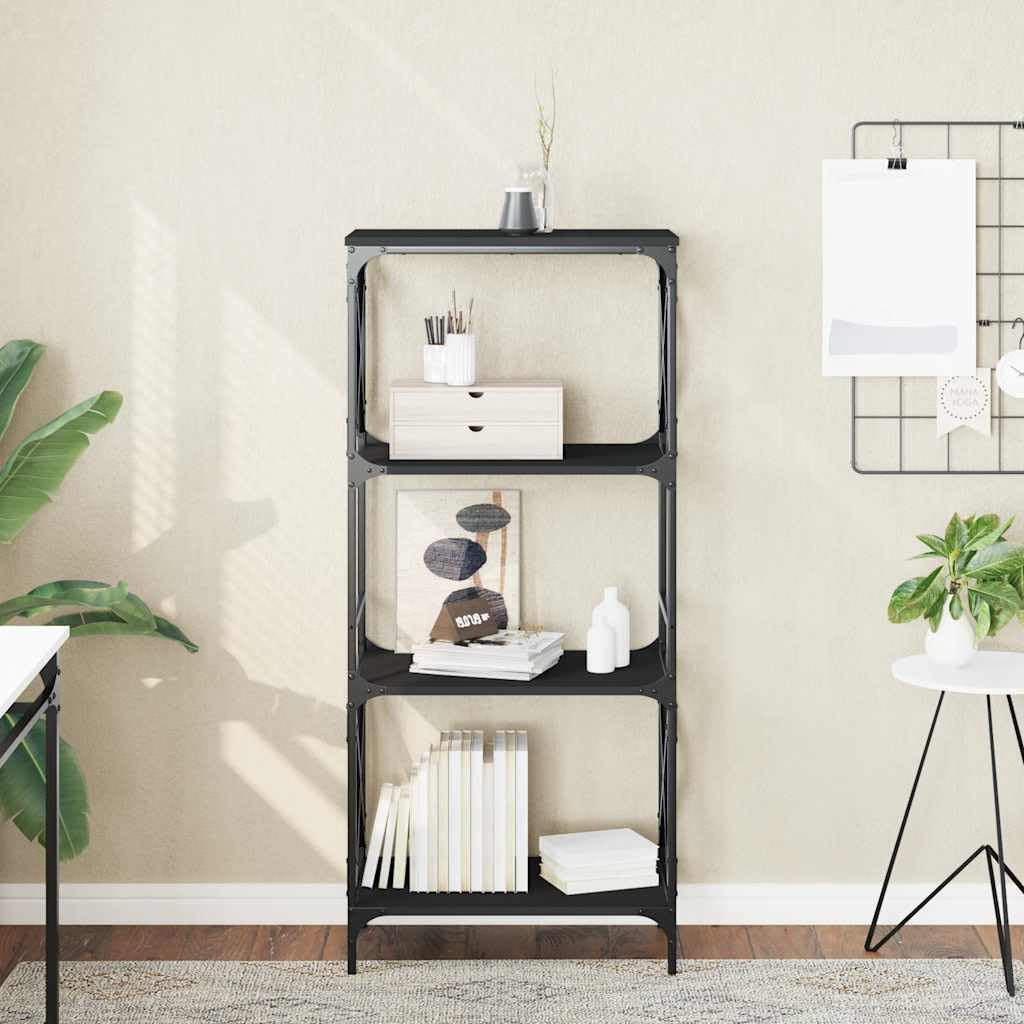 Libreria a 4 Ripiani Nera 59x35x132 cm Scaffale Industriale | Scaffale salvaspazio con struttura in metallo per soggiorno e studio. Design stabile e facile da pulire.
