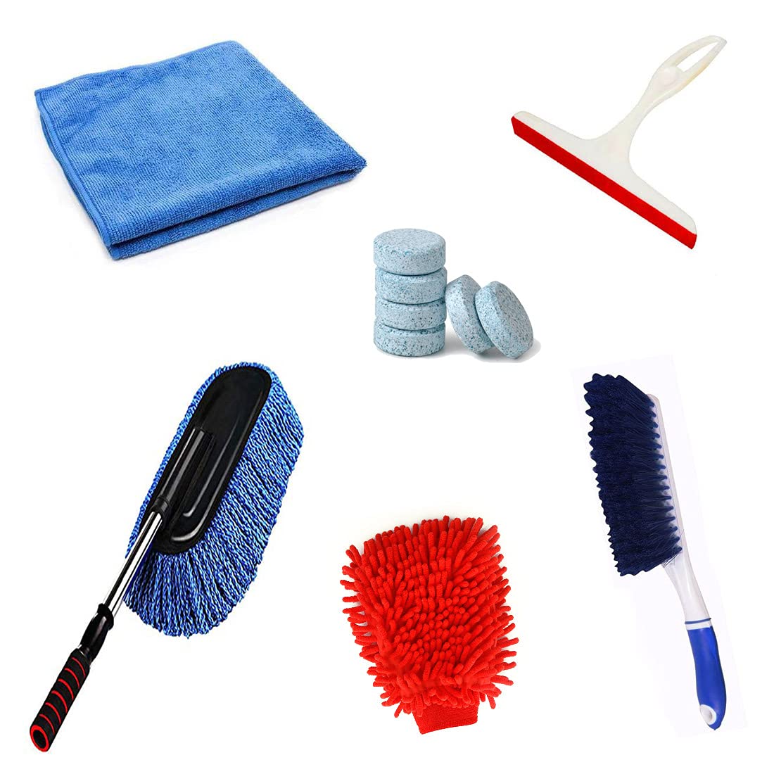 Kanya Car Cleaning Accessories Kit Combo,Car Washing Accessories (Microfiber Duster,Cloth,Wiper,Brush,2 Pcs Magics Tablet,Hand Gloves) Full Interior and Exterior Cleaning Kit Pack of 6-image-35