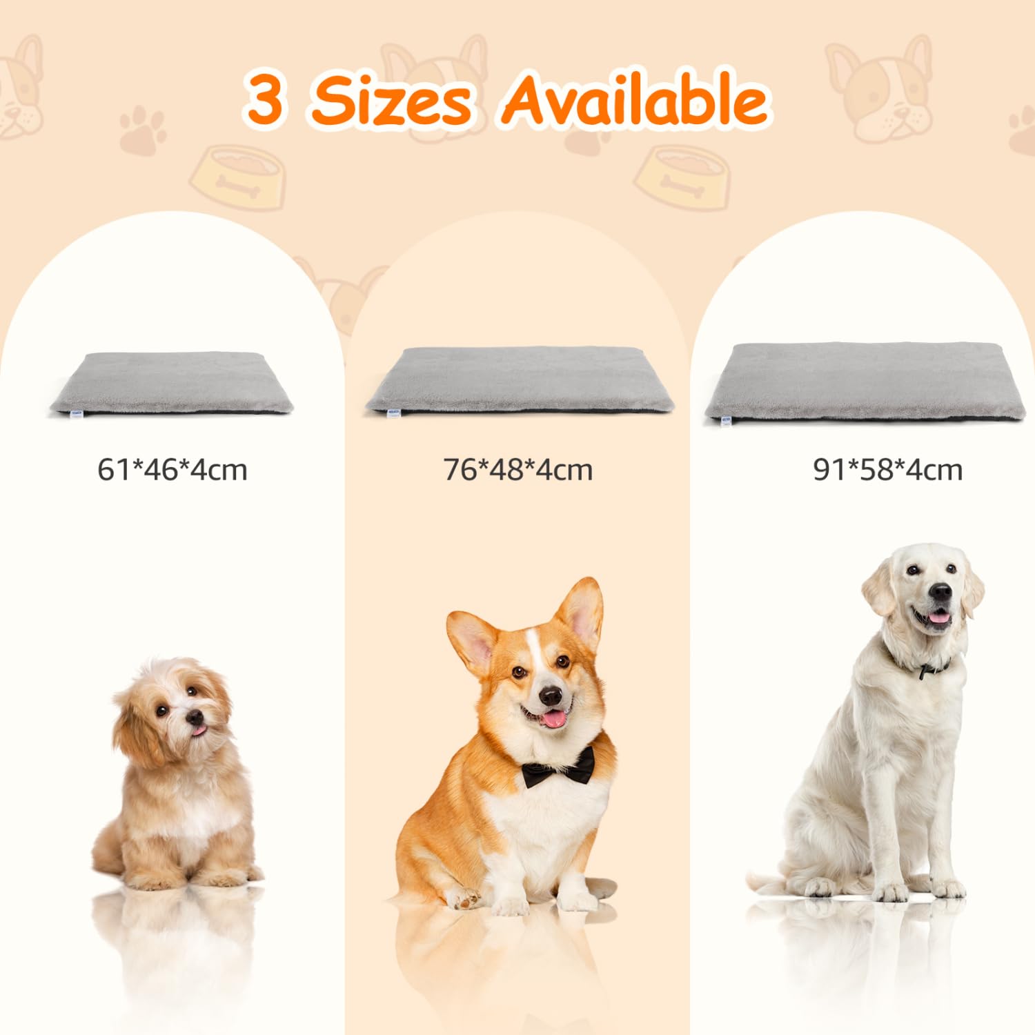 Nobleza Colchonetas Térmica para Perros Grandes Juego de 2 Piezas, Alfombrilla Autocalentable para Camas para Mascotas, Colchon Grueso de Espuma Viscoelástica, 91x58x4 CM