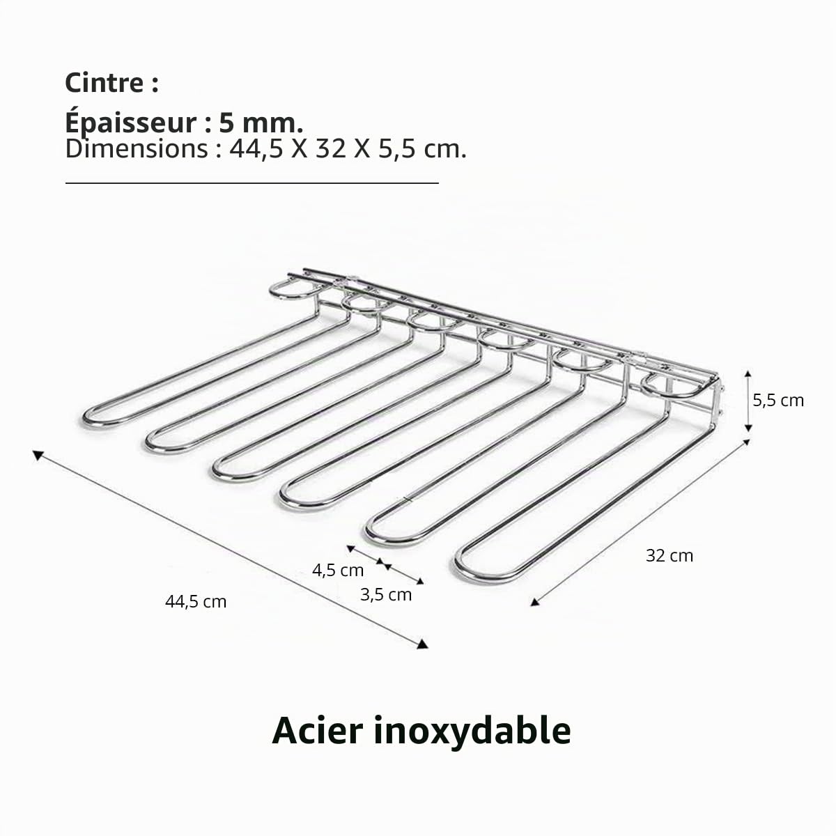 Hostelnovo - Lot de 2 crochets de verres pour plafond et mur - Support pour verres à vin suspendus idéal pour bar ou restaurant en acier inoxydable 18/8