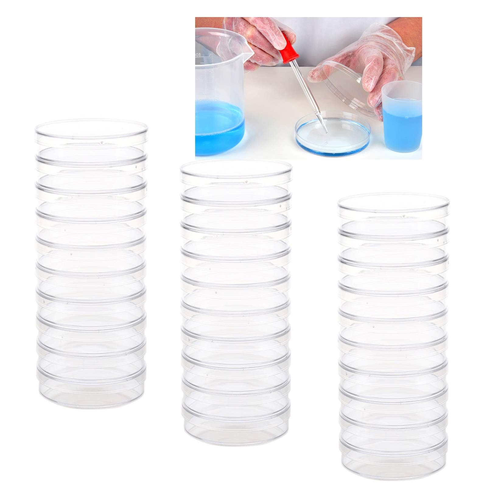 30 unidades de plástico Petri Dishes with Lids,90 x 15 mm Bioresearch Estériles Petri Dish,Culture Dishes for School Science Projects,Seeding,Storage,Biological Themed Party