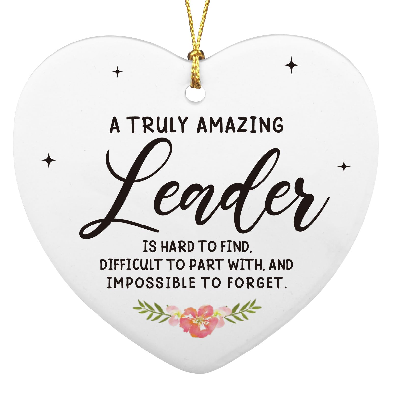 Boss Gifts for Women Men, A Truly Amazing Leader Christmas Ornaments Keepsake Sign Heart Plaque with Gift Box, Thank You Gifts Leader Gifts Best Boss Gifts for Women Men