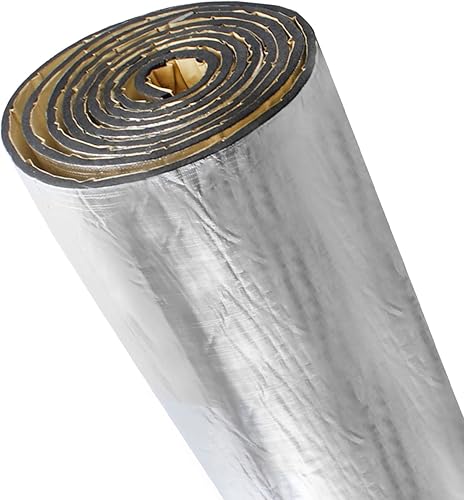Amortiguación de sonido y almohadilla térmica de 390 mil 3 pies x 3.2 pies - Aislamiento térmico con respaldo de aluminio de 100 UM, 77.2 lbsm,