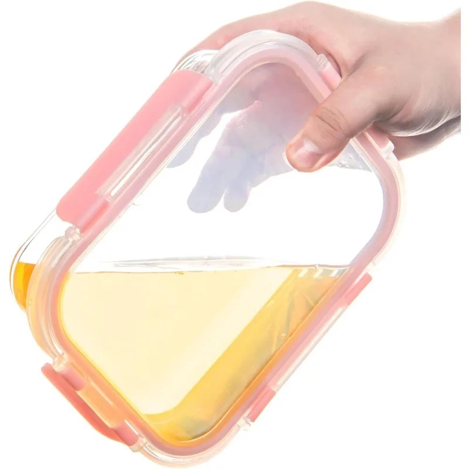 Glasbehälter mit Deckel, auslaufsicher, spülmaschinenfest, mikrowellengeeignet, gefriergeeignet, ideal für Mahlzeiten, Lebensmittelaufbewahrung, Pink, 12 Stück