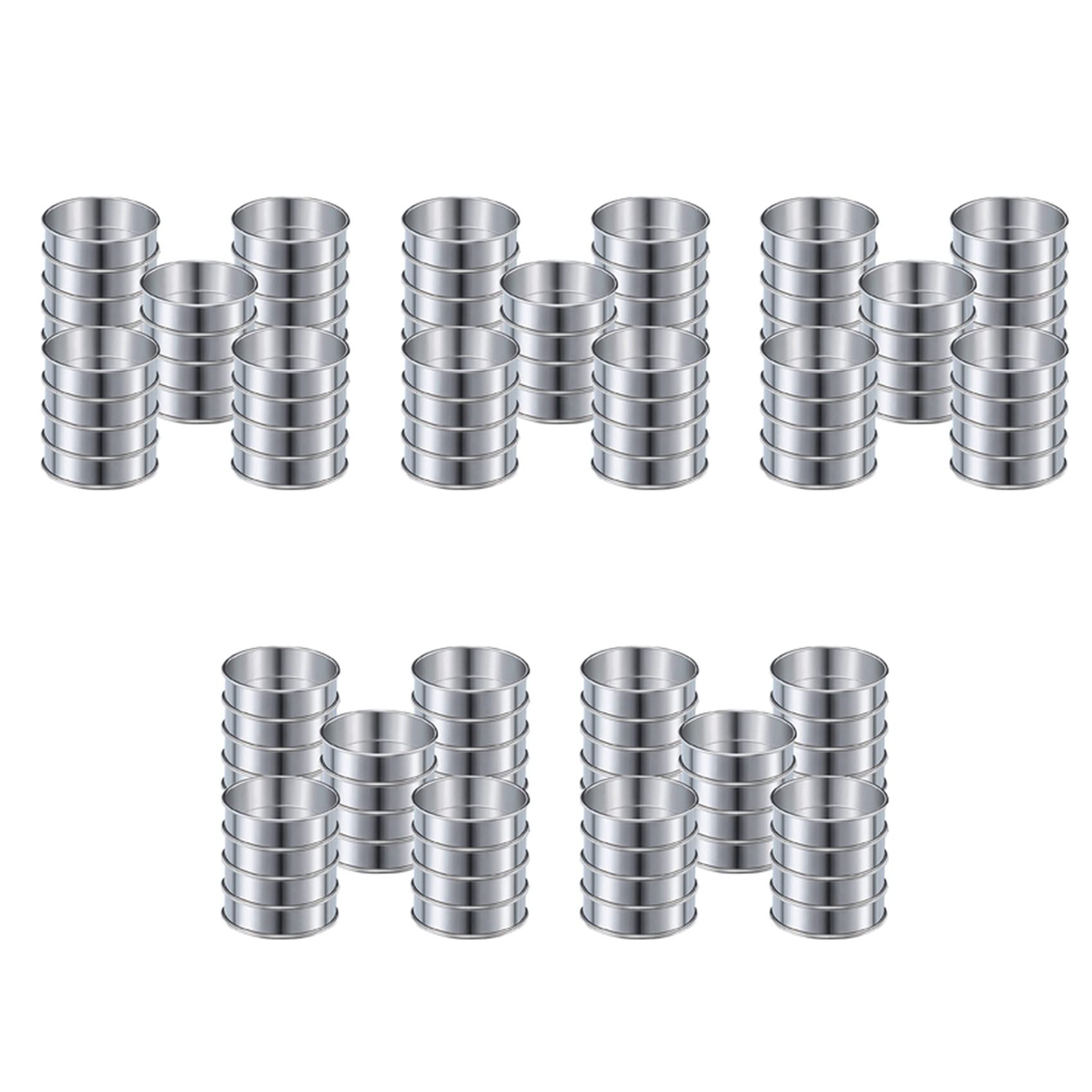 Hndhbfgrt 4 Inch Muffin Ring Crumpet Rings, Set of 100 Muffin Rings Moulds Double Rolled Tart Rings Round Tart Ring