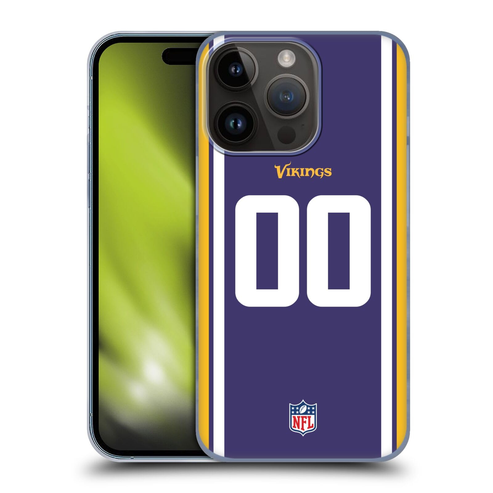 Head Case Designs Officially Licensed Custom Customised Personalised NFL Football Numbers Minnesota Vikings Hard Back Case Compatible With Apple iPhone 15 Pro