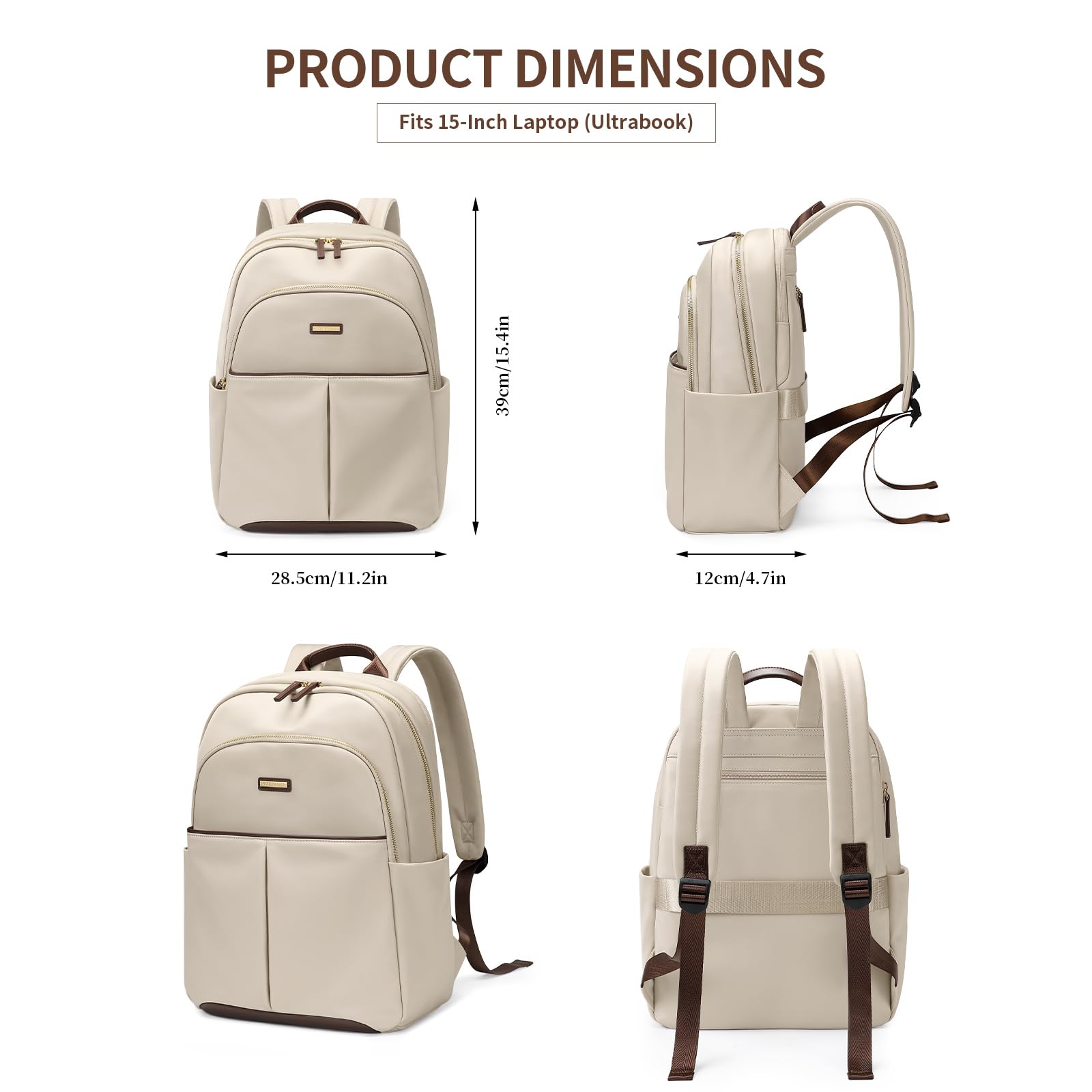 GOLF QUALITY Zaino Porta PC 14 Pollici, Impermeabile, Per Uomo, Scuola, Lavoro o Viaggio - Mandorla