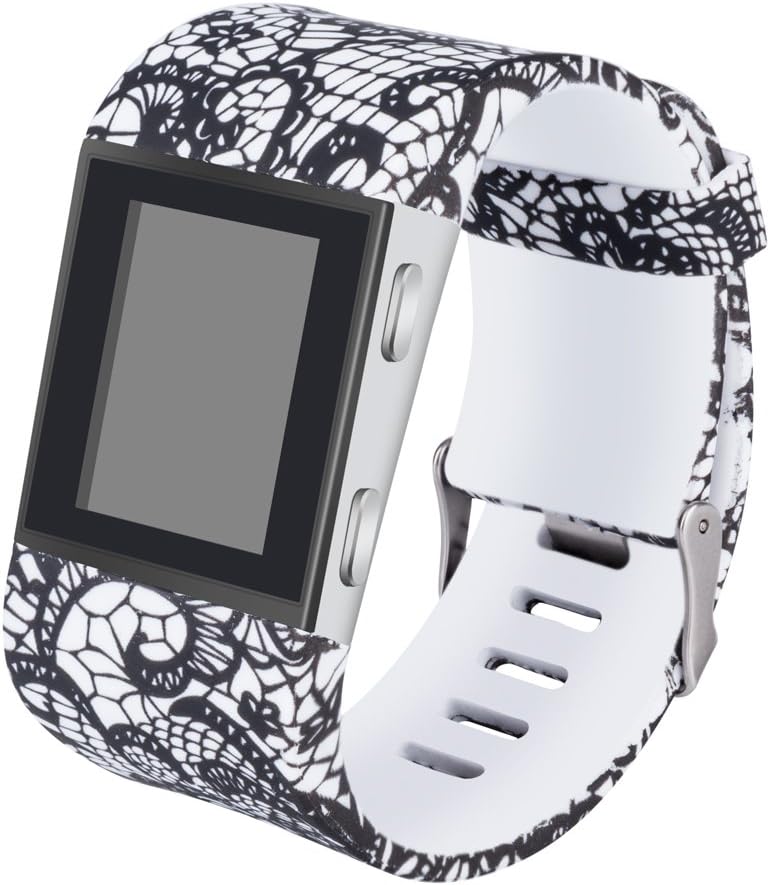 for Fitbit Surge, Replacement Adjustable Band Strap for Fitbit Surge (White Black Floral, Large)
