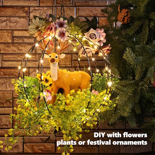 iBaycon Outdoor Christmas Lights Mains Powered,Hanging Ball Lights Warm White with Flash Beads,Foldable Sphere Timer Waterproof Decorations LED Fairy Lights,Garden Party House(33cm+28cm,2 Pack) - Image 2