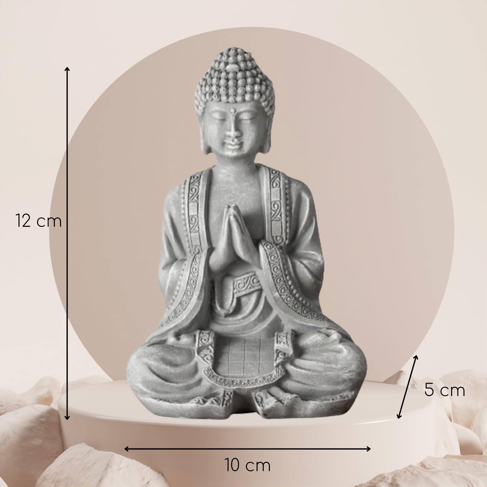 Zen'Light - Statuetta di Buddha meditazione 2, grigio pietra, SBM2