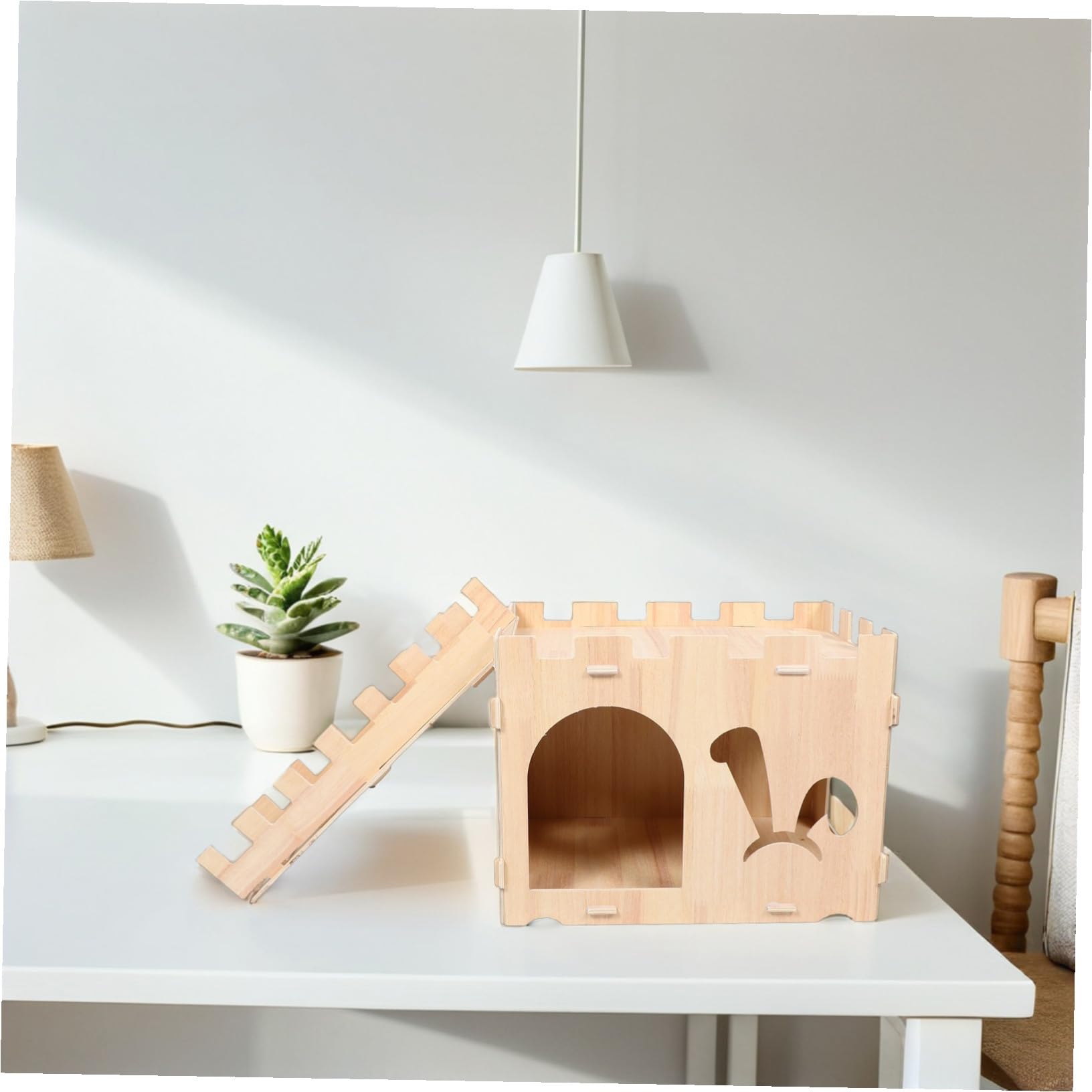 Mipcase Casa de Madera para Hámster Desmontable sin Herramientas Refugio Resistente y Seguro para Cobayas Conejos Hurones y Ratones Villa para Mascotas Pequeñas Que Estimula la Exploración