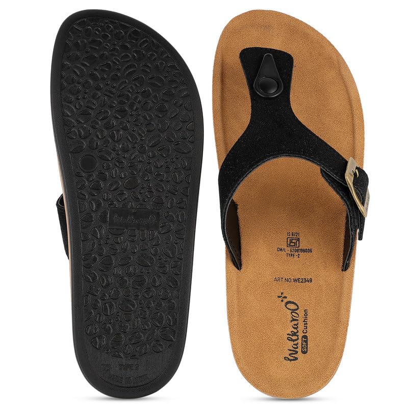 Image of WALKAROO Women'S Textured T-Strap Sandals|Soft Cushioned Footbed, Lightweight Platform PU Sole, Anti-Skid Outsole|Casual Flats,Stylish,Fashion,Travel & comfortable Sandals|WE2349