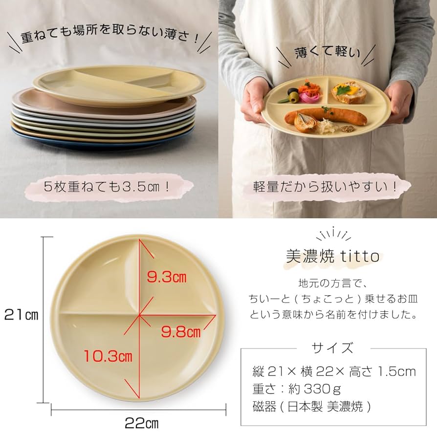 ランチプレート 8枚セット Amazon | 選べる全8色×2形状 titto チット ランチプレート 小田