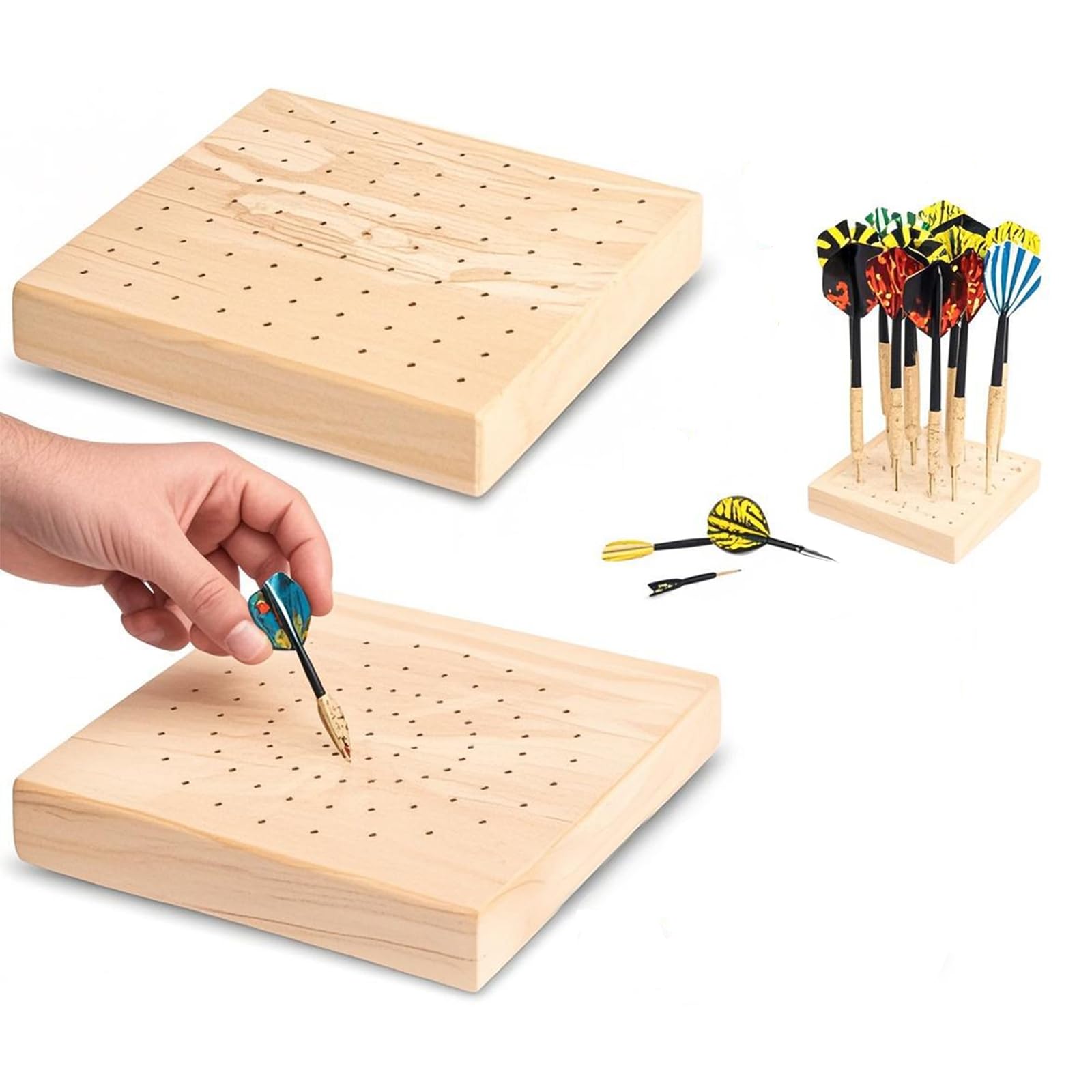 2 Stück Platzierung der Löcher Dart Aufbewahrung, Holz Dartpfeilhalter aus Eichenholz für Darts, Platzsparender Pfeilhalter für Softhead, Stahlkopf und Wolfram Darts, Dekoratives Dart Display