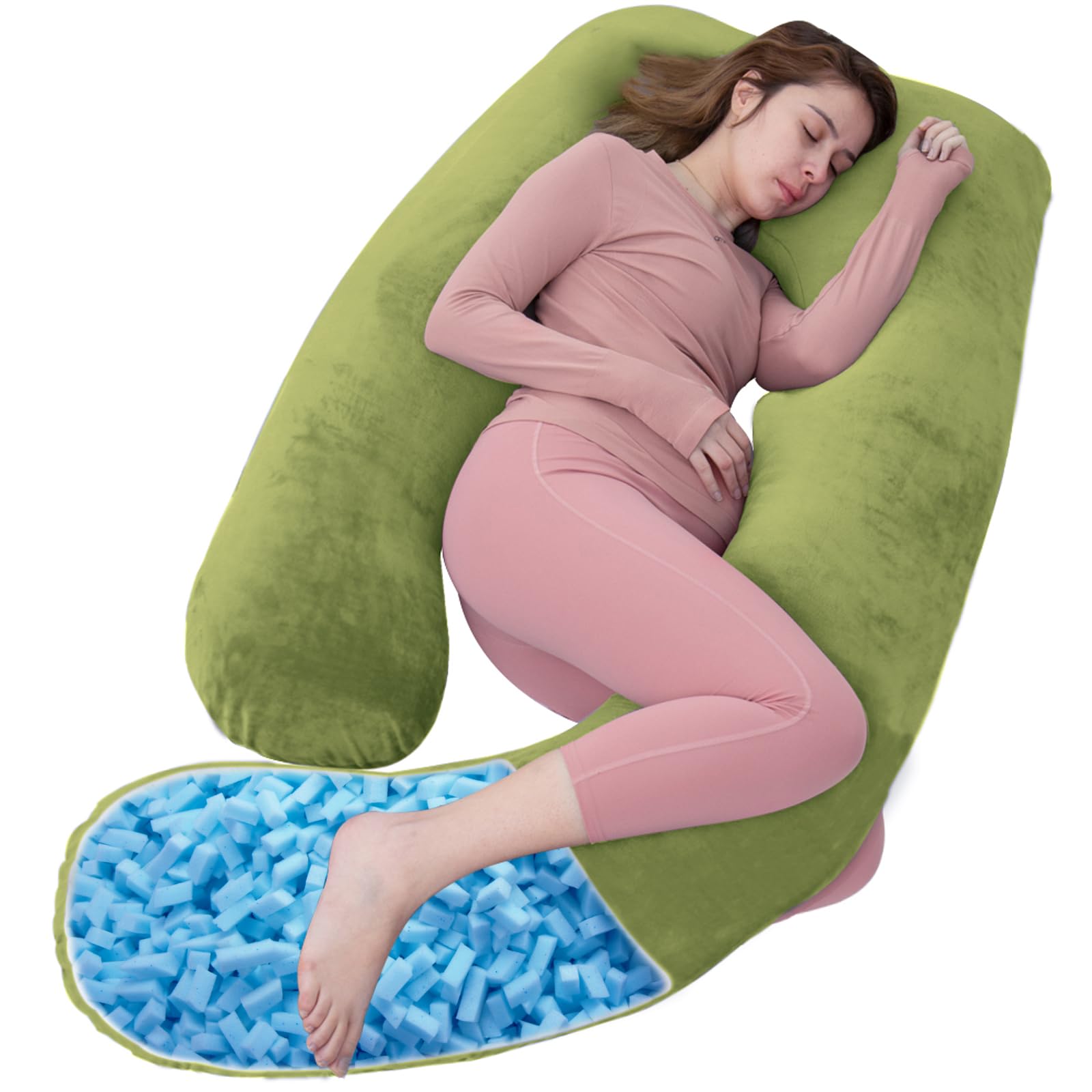 AS AWESLING Shredded Memory Foam Body Pillow - maternity pillows | Mubboo