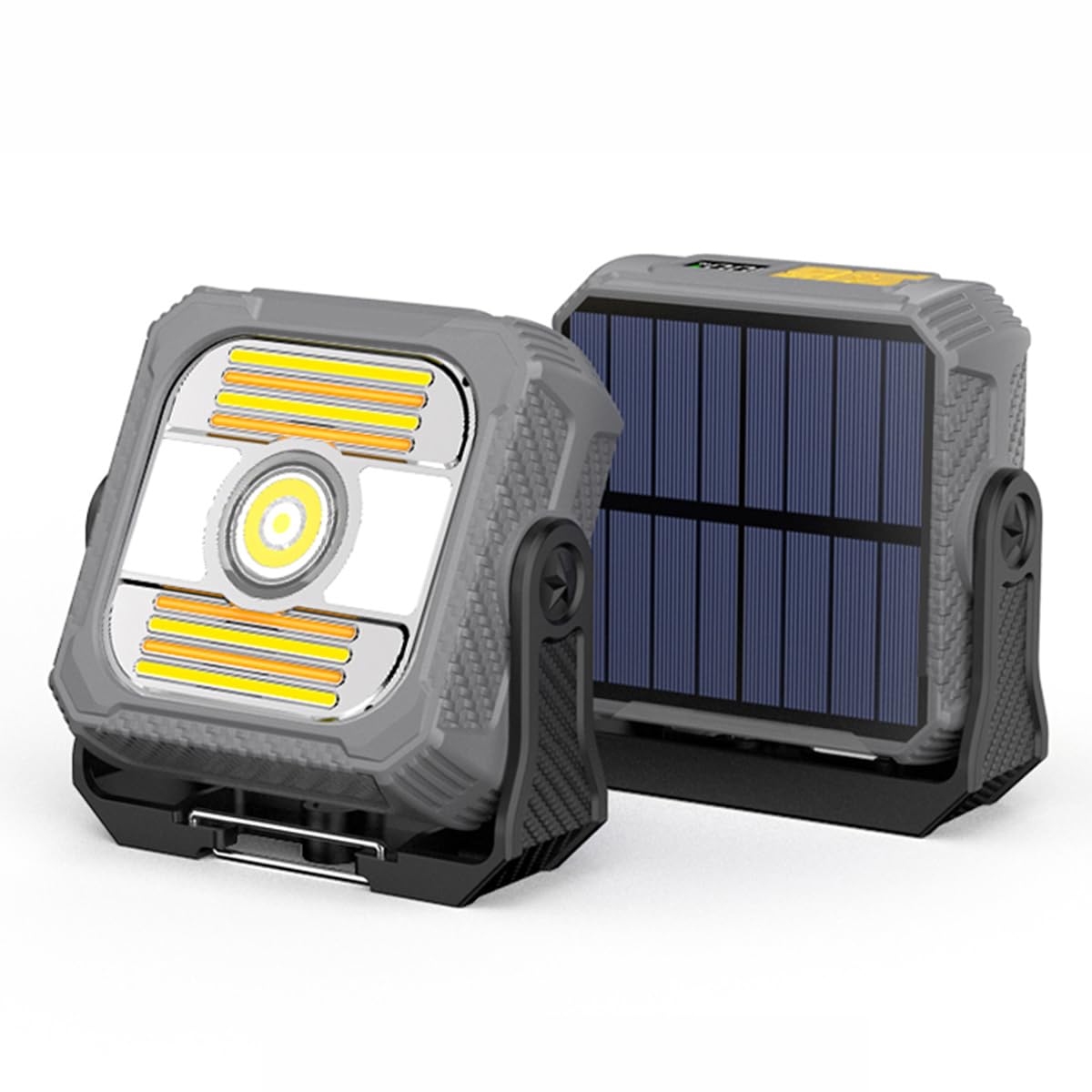 投光器 LED ランタン ソーラー USB 充電式 懐中電灯 キャンプライト 太陽光 作業灯 防水 コンパクト 屋外 キャンプ アウトドア BBQ 夜釣り 災害 停電 (グレー)