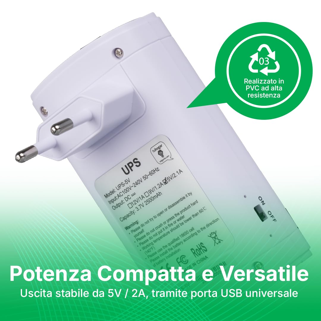 Mini UPS 5V Gruppo Di Continuità Portatile Con Batteria Al Litio 2500mAh Per Router Wifi