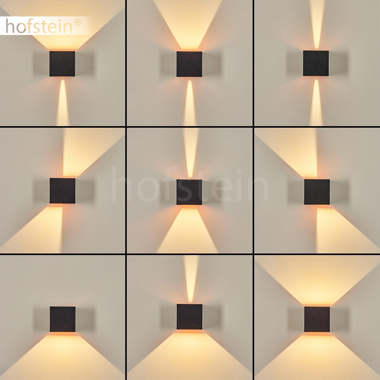 HOFSTEIN LED Außenwandleuchte Tamarin, moderne Wandlampe aus Metall in Schwarz/Kupferfarben, Wandleuchte außen mit verstellbarem Up&Down Lichteffekt für Terrasse/Haustür/Hof, 6 W, 350 L, 3000 K, IP54