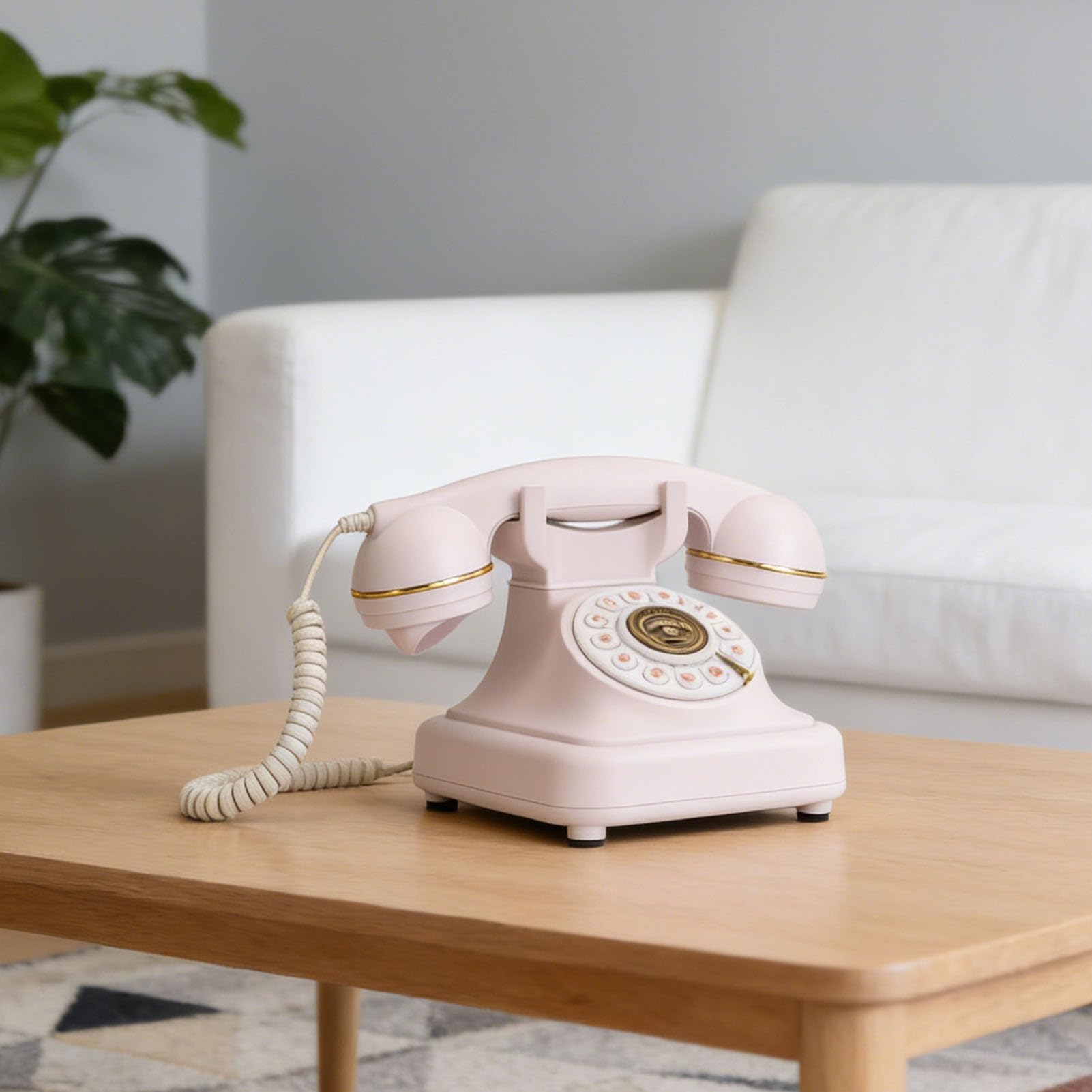 Telefono fisso Bluetooth in stile retrò, telefono wireless per smartphone con vivavoce, telefono da scrivania vintage bianco e lettore musicale, ricaricabile tramite USB