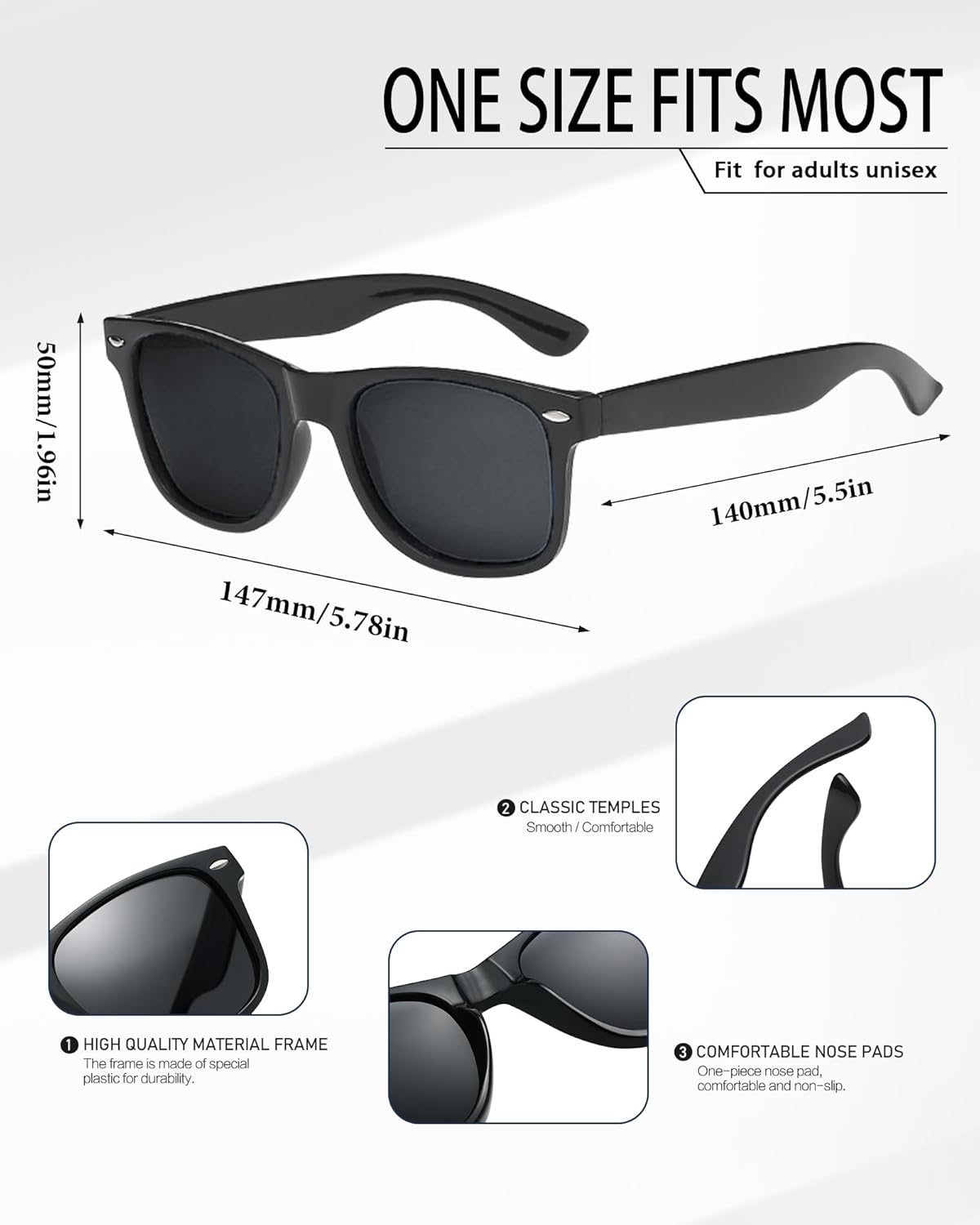 Wholesale 48/100 Pack Gold/White/Black Sunglasses Bulk for Adults Unisex 70s 80s 90s Square Glasses Party Favors