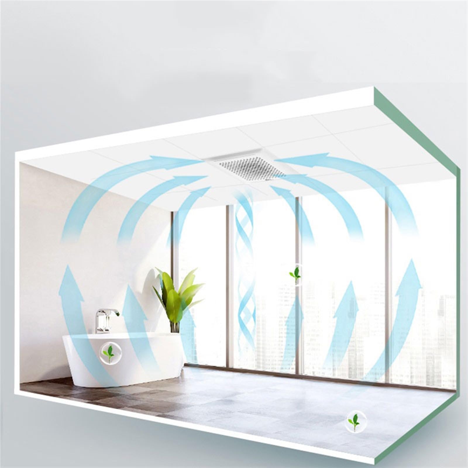 Ventilador Ventilador De Ventilación De Techo Integrado Extractor De Cocina Montado En El Techo Baño Baño Extractor Potente,30x30cm Cuarto de baño