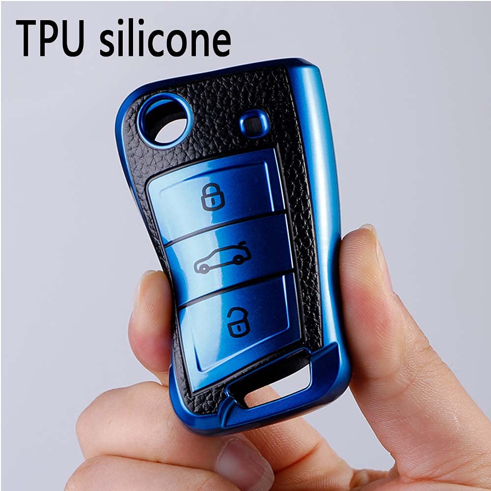 Cover Portachiavi Auto In TPU Per Volkswagen, Skoda, Seat | Protezione Antigraffio Morbida | Colore Blu - 5