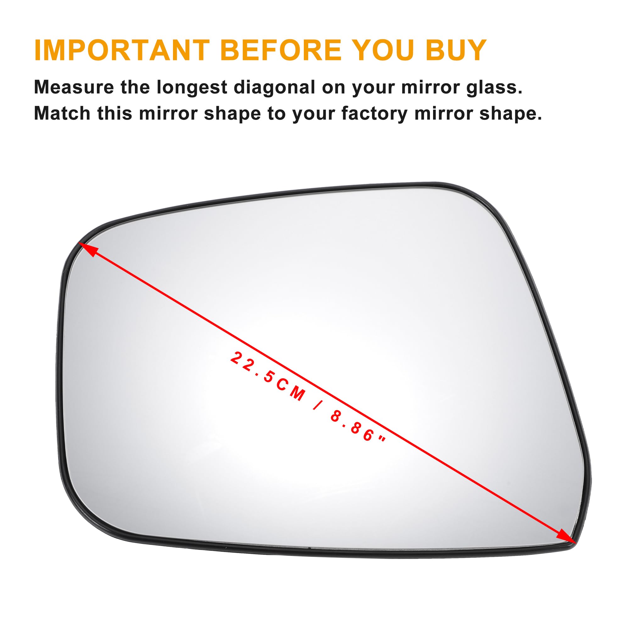 A ABSOPRO Espejo Retrovisor Izquierdo Para Nissan Pathfinder 07-14 1Pc | Cristal Real, Blanco, Convexo Calefactado, Eléctrico, 2 Pines, 22.5Cm, Oe 96366Eb11A, Para Nissan Navara 07-16