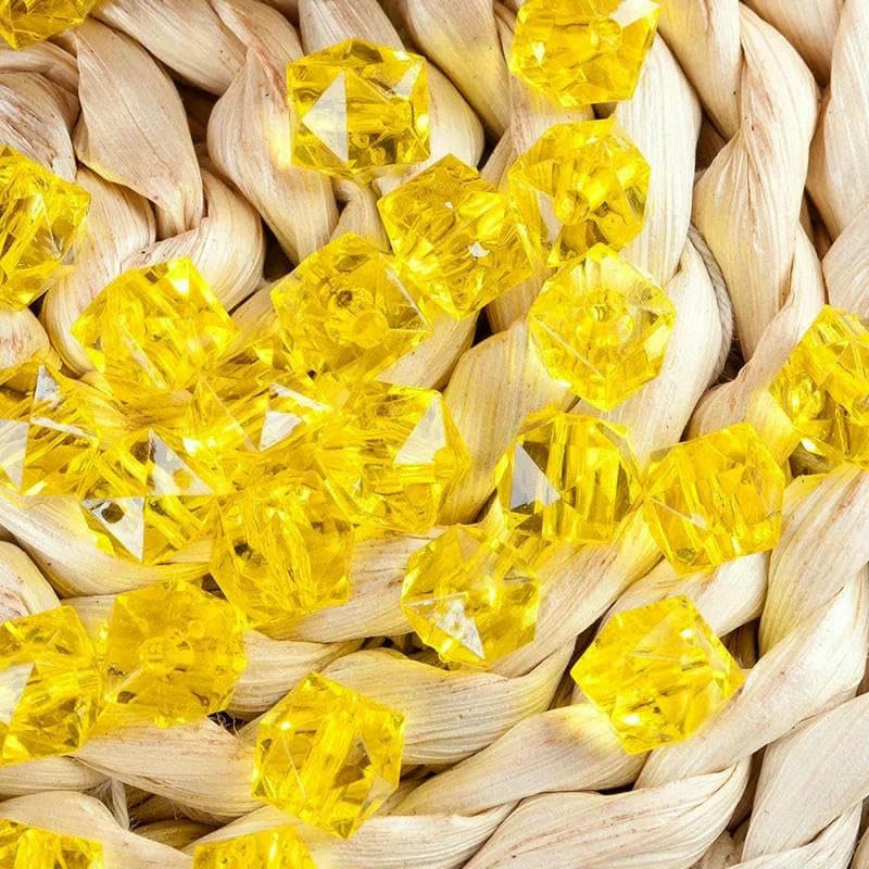 500g 10mm perles acryliques carrées transparentes DIY boîte de mouchoirs perles en vrac au milieu environ 1100 perles-Jaune-10mm